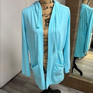 Talbots Blue Swim Coverup with Full-Length Sleeves